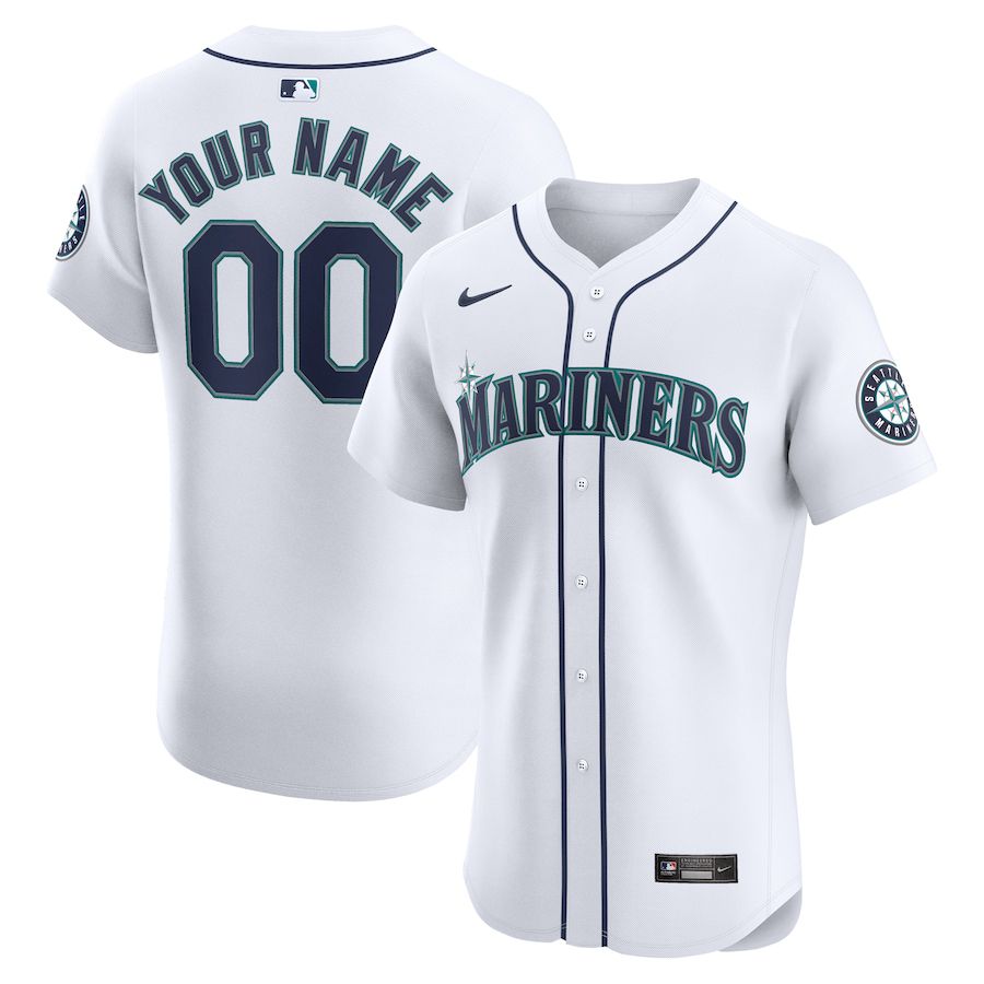 Men Seattle Mariners Nike White Home Elite Custom MLB Jersey